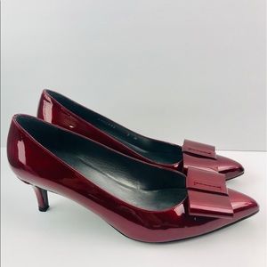 Stuart Weizmann Red Patent With Bow Pump Shoes